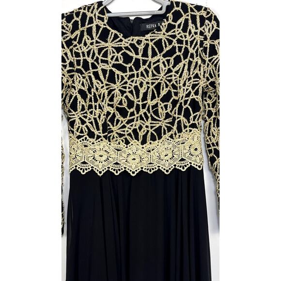 Women's Refka Gold and Black Long Sleeve Maxi Dress size 9 - Picture 5 of 6
